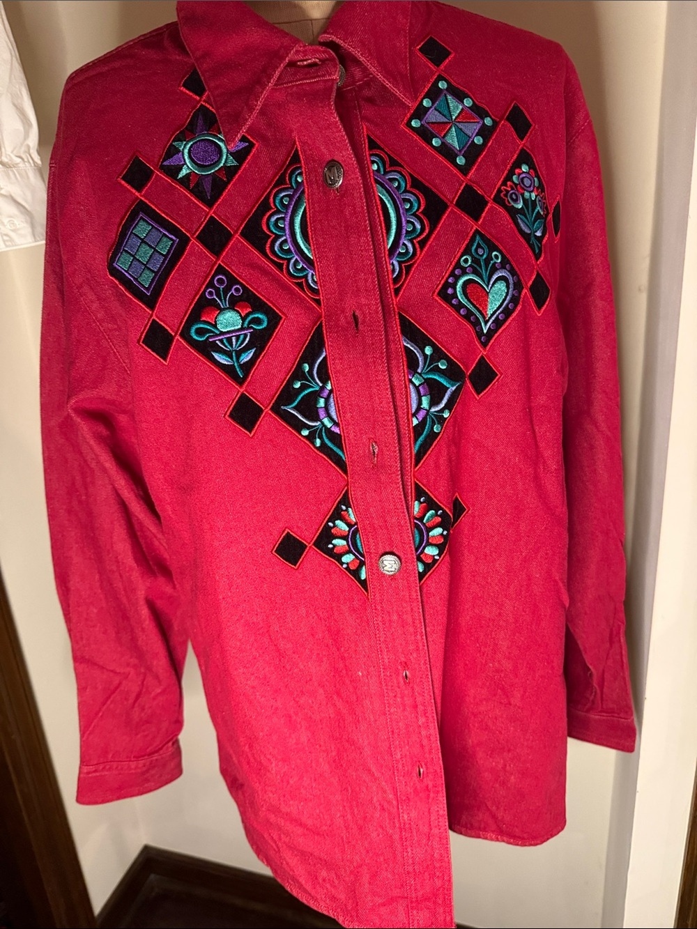 Red Embroidered Women's Jacket